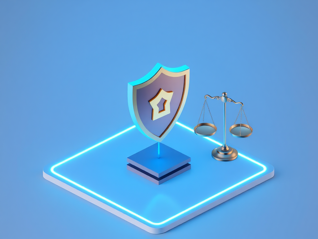 Biểu tượng cán cân công lý và khiên bảo mật kỹ thuật số giúp người chơi hiểu rõ rủi ro khi tham gia Phỏm Sunwin trực tuyến.